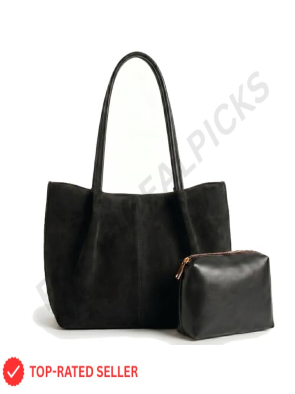 Faux Suede Work Tote Women Large Laptop Bag Magnetic Closure with Pouch